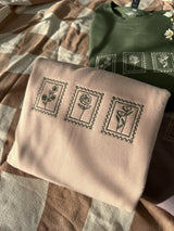Floral Stamps Embroidered Sweatshirt