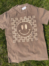 Checkered Floral Smiley Tee