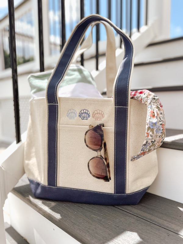Seashells Embroidered Tote Bag