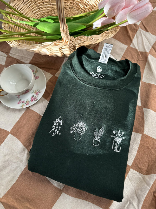 Embroidered Plants Sweatshirt