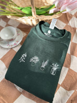 Embroidered Plants Sweatshirt