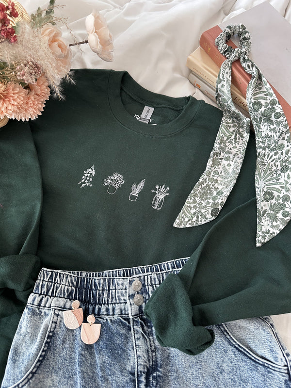 Embroidered Plants Sweatshirt