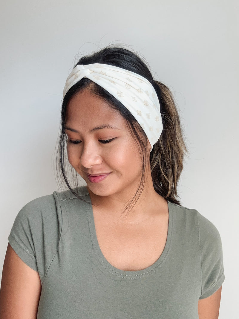 Neutral Leaf Stretchy Headband