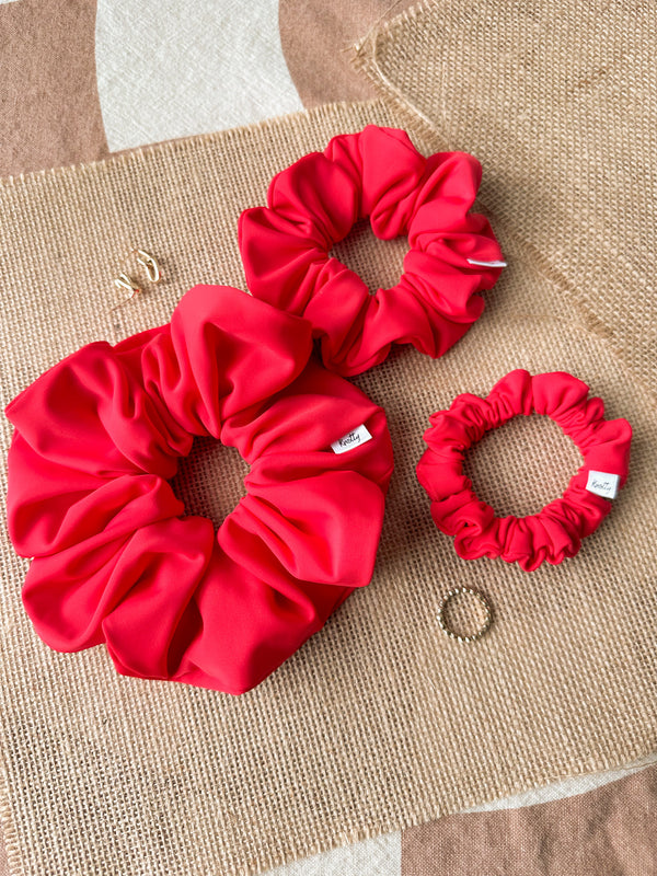 Cherry Red Activewear Scrunchies