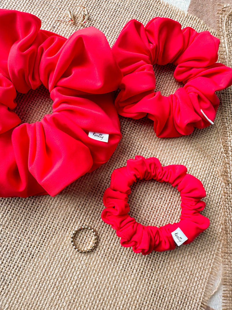 Cherry Red Activewear Scrunchies