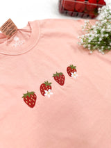 Embroidered Strawberry Daisy Tee