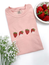 Embroidered Strawberry Daisy Tee