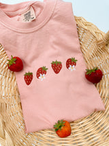 Embroidered Strawberry Daisy Tee