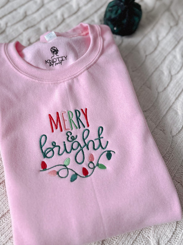 Merry and Bright Embroidered Crewneck