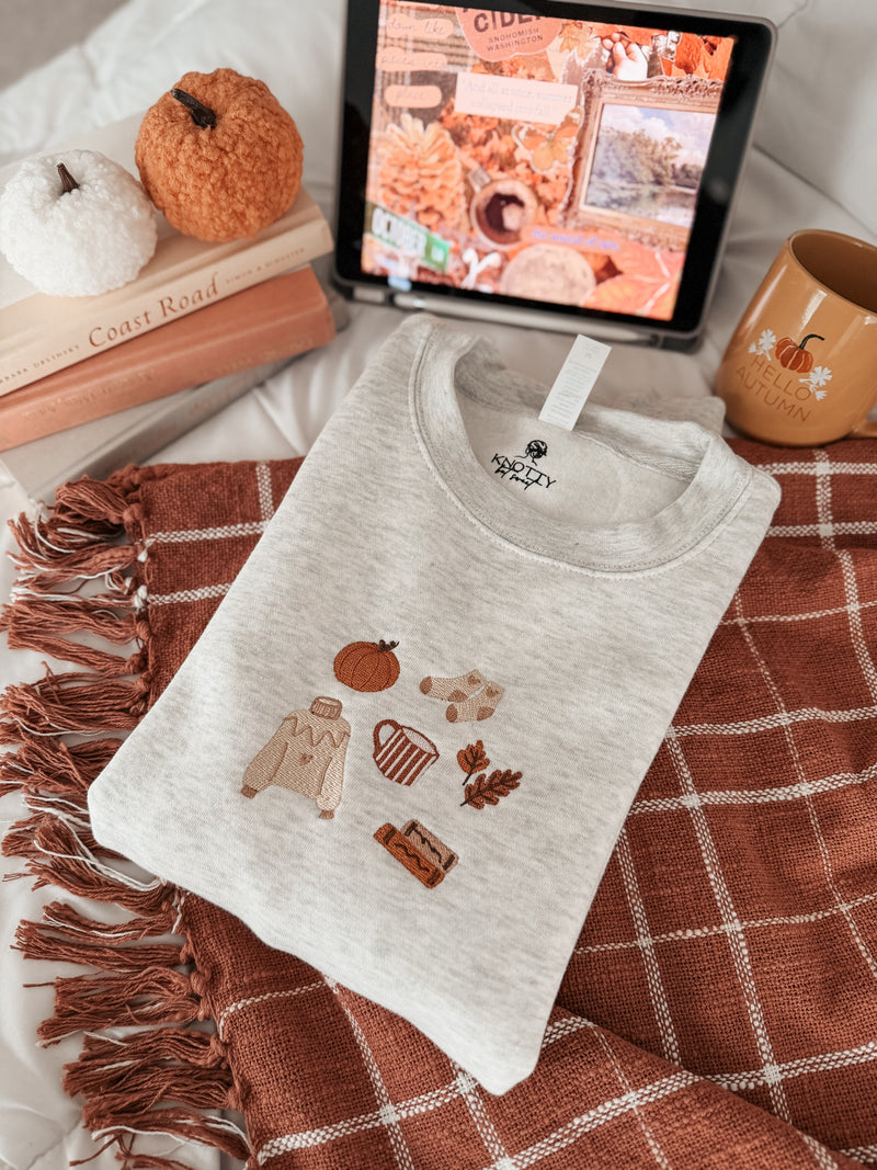 Cozy Fall Embroidered Sweatshirt