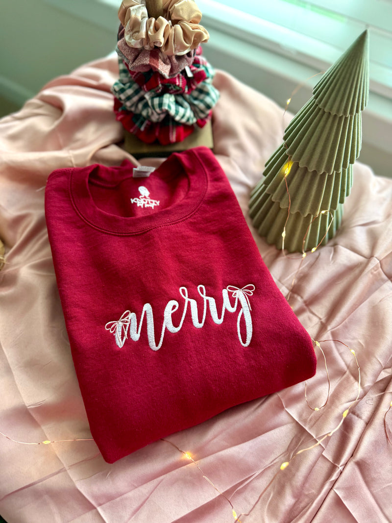 Merry Bows Embroidered Sweatshirt
