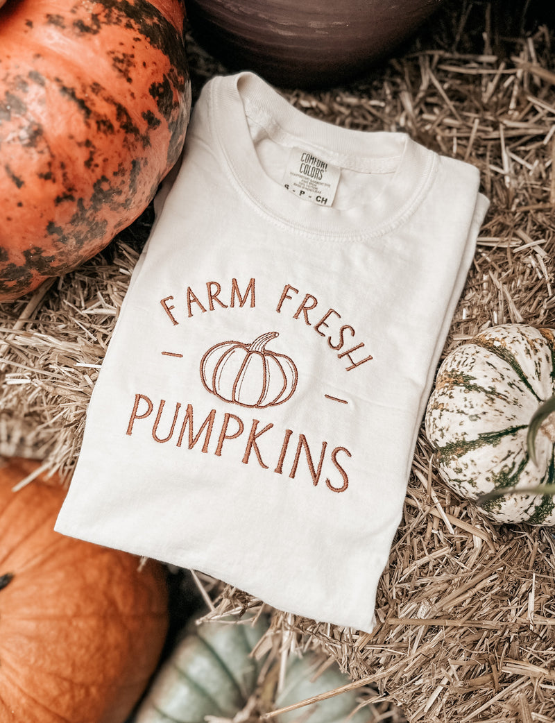 Embroidered Farm Fresh Pumpkins Tee