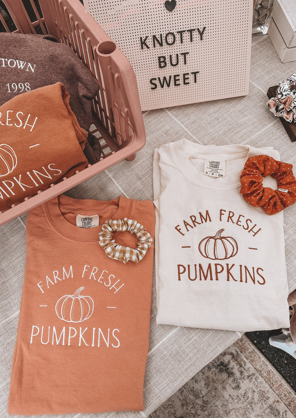 Embroidered Farm Fresh Pumpkins Tee