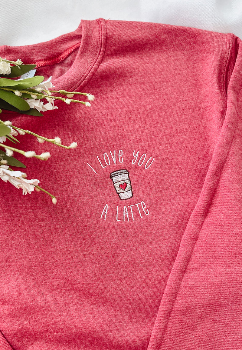 Latte Love Embroidered Crew