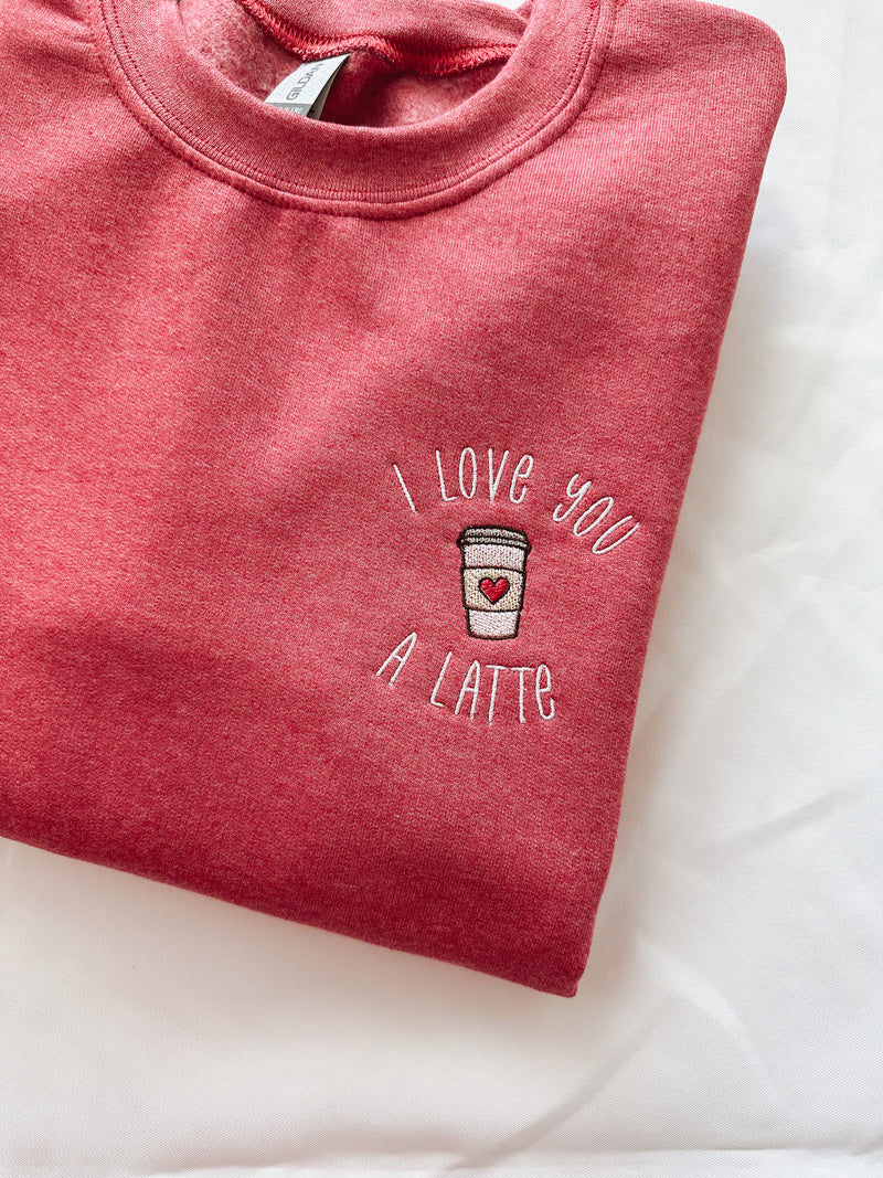 Latte Love Embroidered Crew