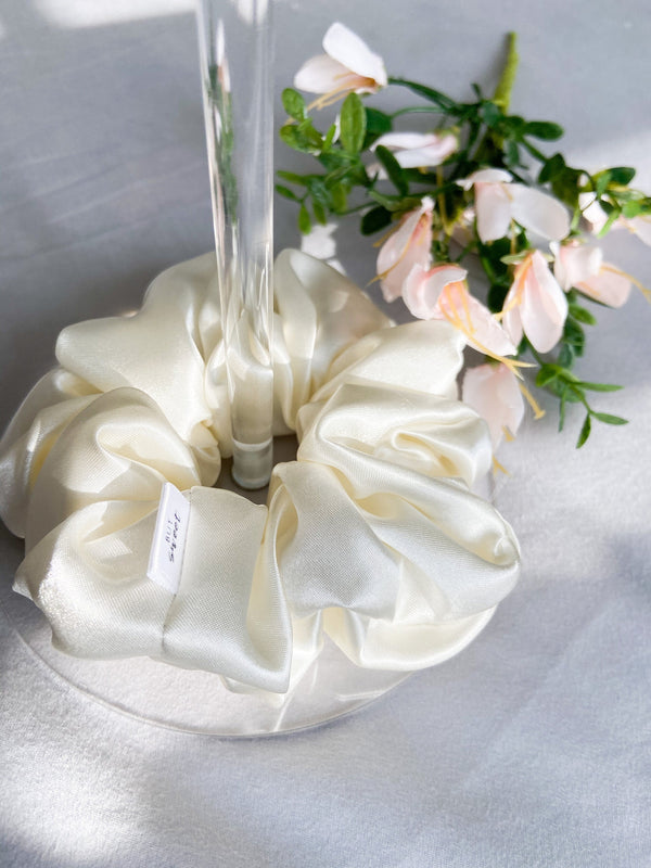 Ivory Satin Scrunchie